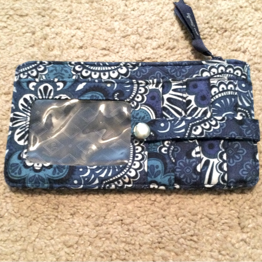 Vera Bradley Blue Tapestry Navy and White Floral Wallet